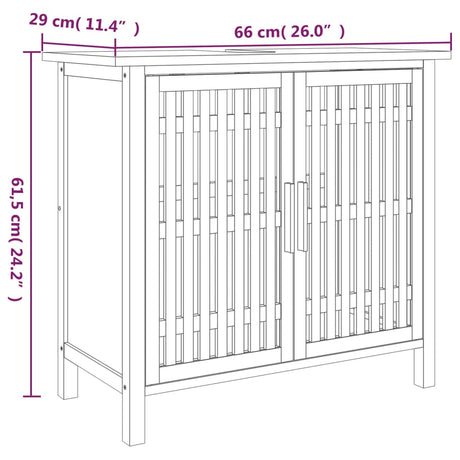 Wastafelkast 66x29x61,5 cm massief walnotenhout - AllerleiShop