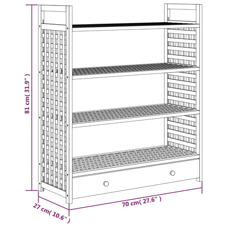 Schoenenrek met lade 70x27x81 cm massief walnotenhout - AllerleiShop