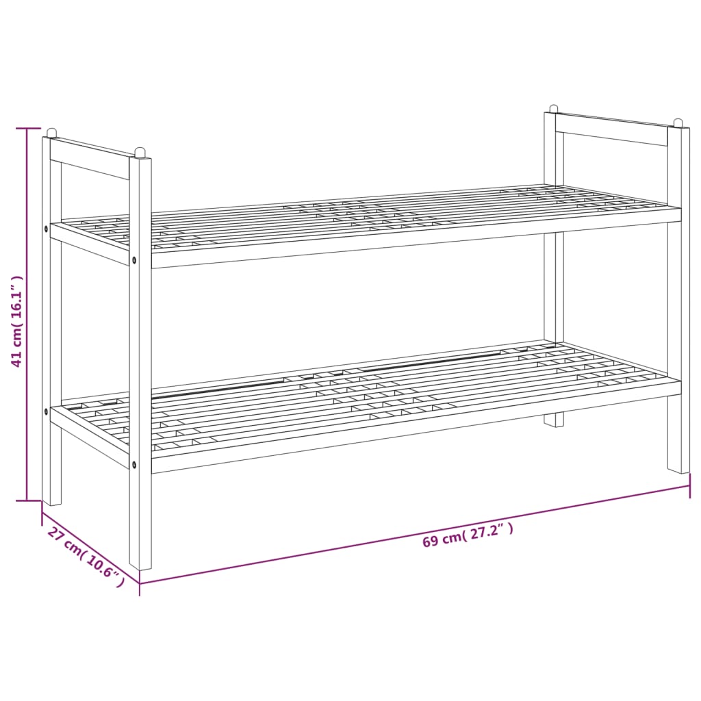 Schoenenrek 69x27x41 cm massief walnotenhout - AllerleiShop