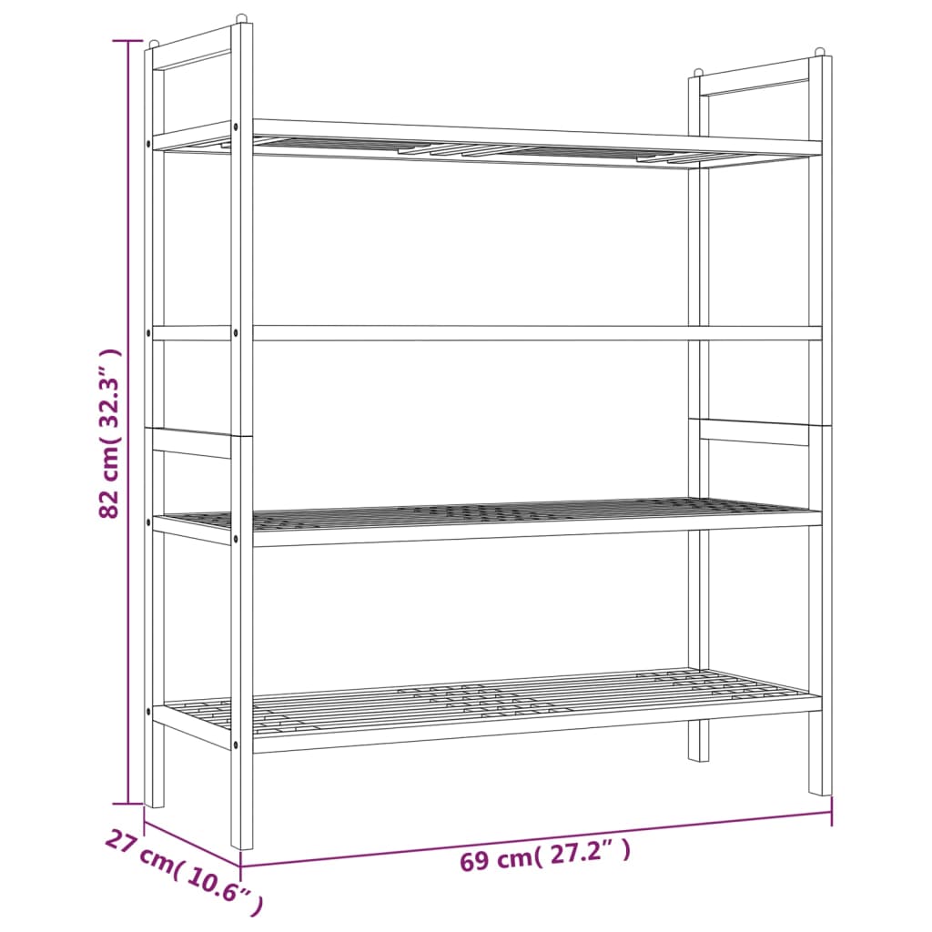 Schoenenrekken 2 st 69x27x41 cm massief walnotenhout - AllerleiShop