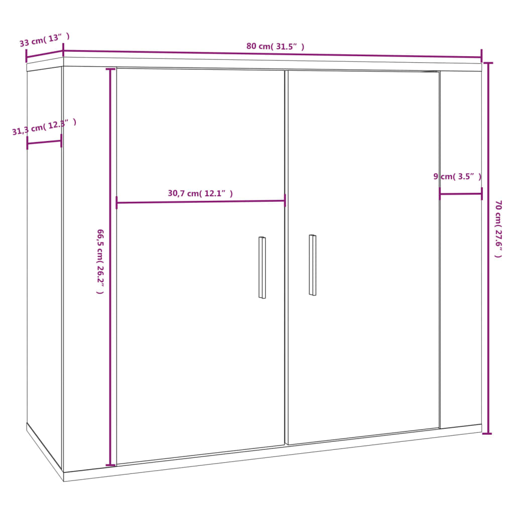 Dressoir 80x33x70 cm bewerkt hout wit - AllerleiShop