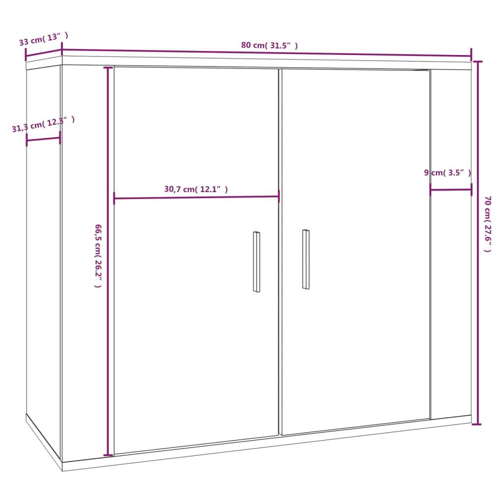 Dressoir 80x33x70 cm bewerkt hout zwart - AllerleiShop