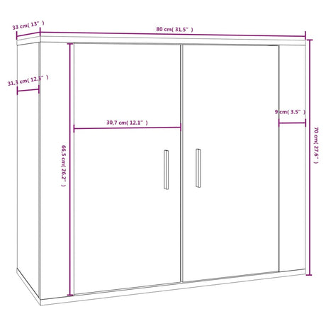 Dressoir 80x33x70 cm bewerkt hout sonoma eikenkleurig - AllerleiShop