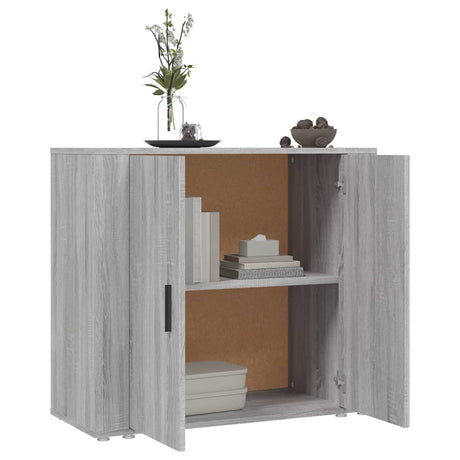 Dressoir 80x33x70 cm bewerkt hout grijs sonoma eikenkleurig - AllerleiShop