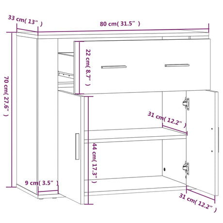 Dressoir 80x33x70 cm bewerkt hout wit - AllerleiShop