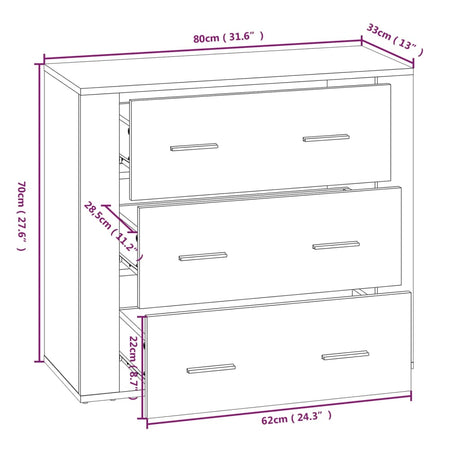 Dressoir 80x33x70 cm bewerkt hout wit - AllerleiShop