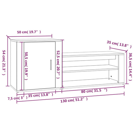 Schoenenkast 130x35x54 cm bewerkt hout hoogglans wit - AllerleiShop