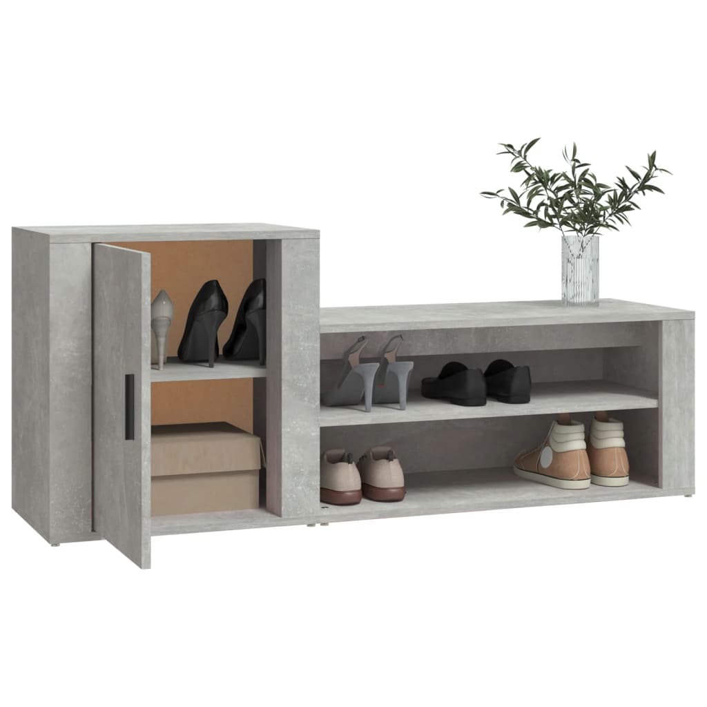 Schoenenkast 130x35x54 cm bewerkt hout betongrijs - AllerleiShop