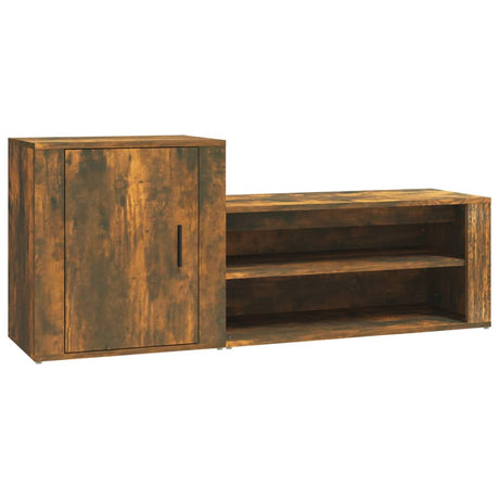 Schoenenkast 130x35x54 cm bewerkt hout gerookt eikenkleurig - AllerleiShop