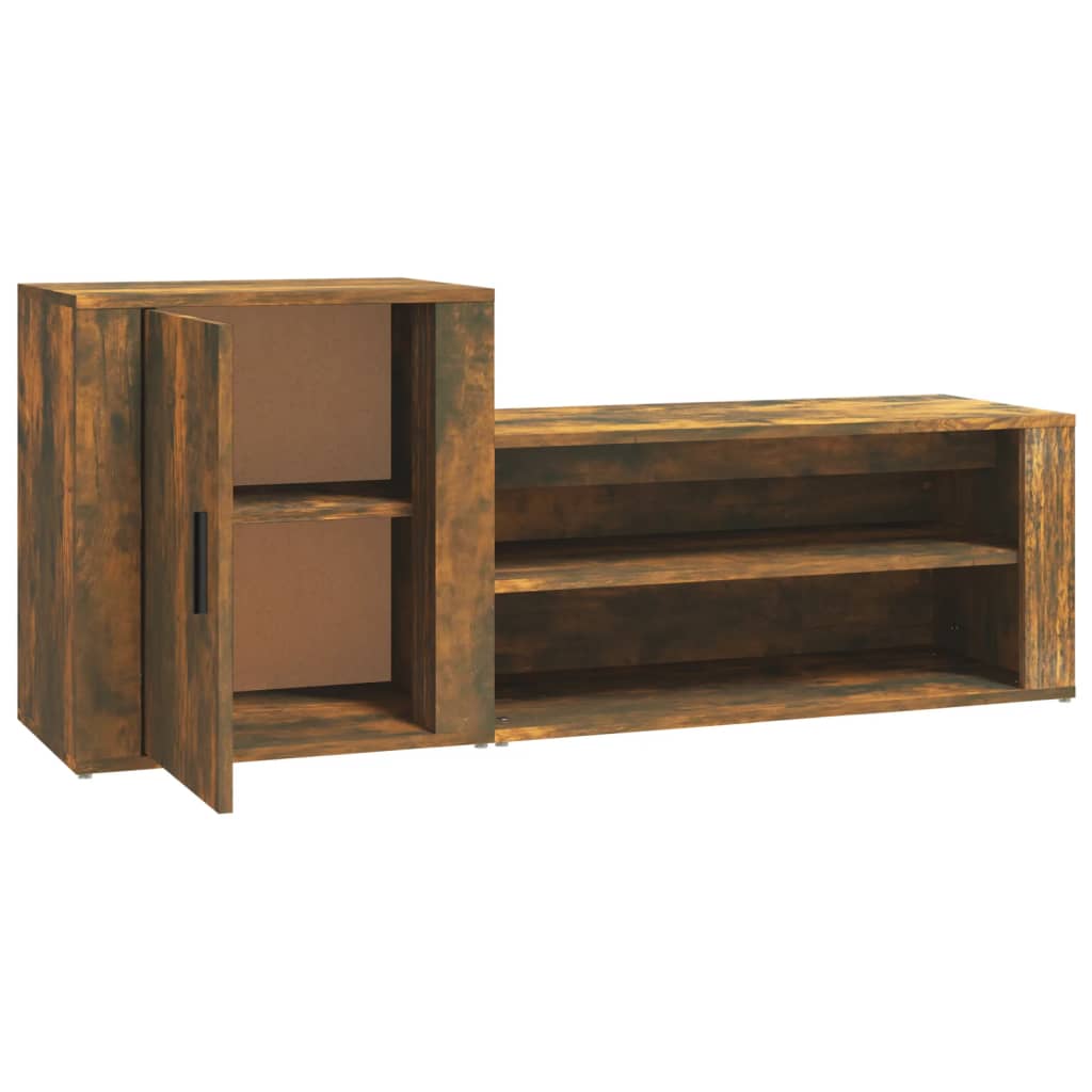 Schoenenkast 130x35x54 cm bewerkt hout gerookt eikenkleurig - AllerleiShop