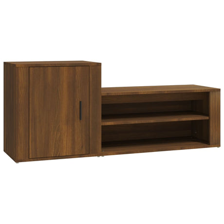 Schoenenkast 130x35x54 cm bewerkt hout bruin eikenkleur - AllerleiShop