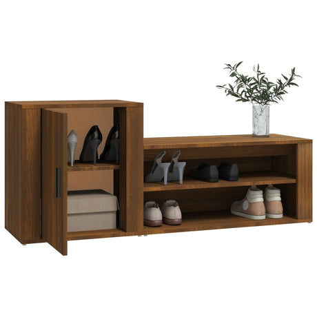 Schoenenkast 130x35x54 cm bewerkt hout bruin eikenkleur - AllerleiShop