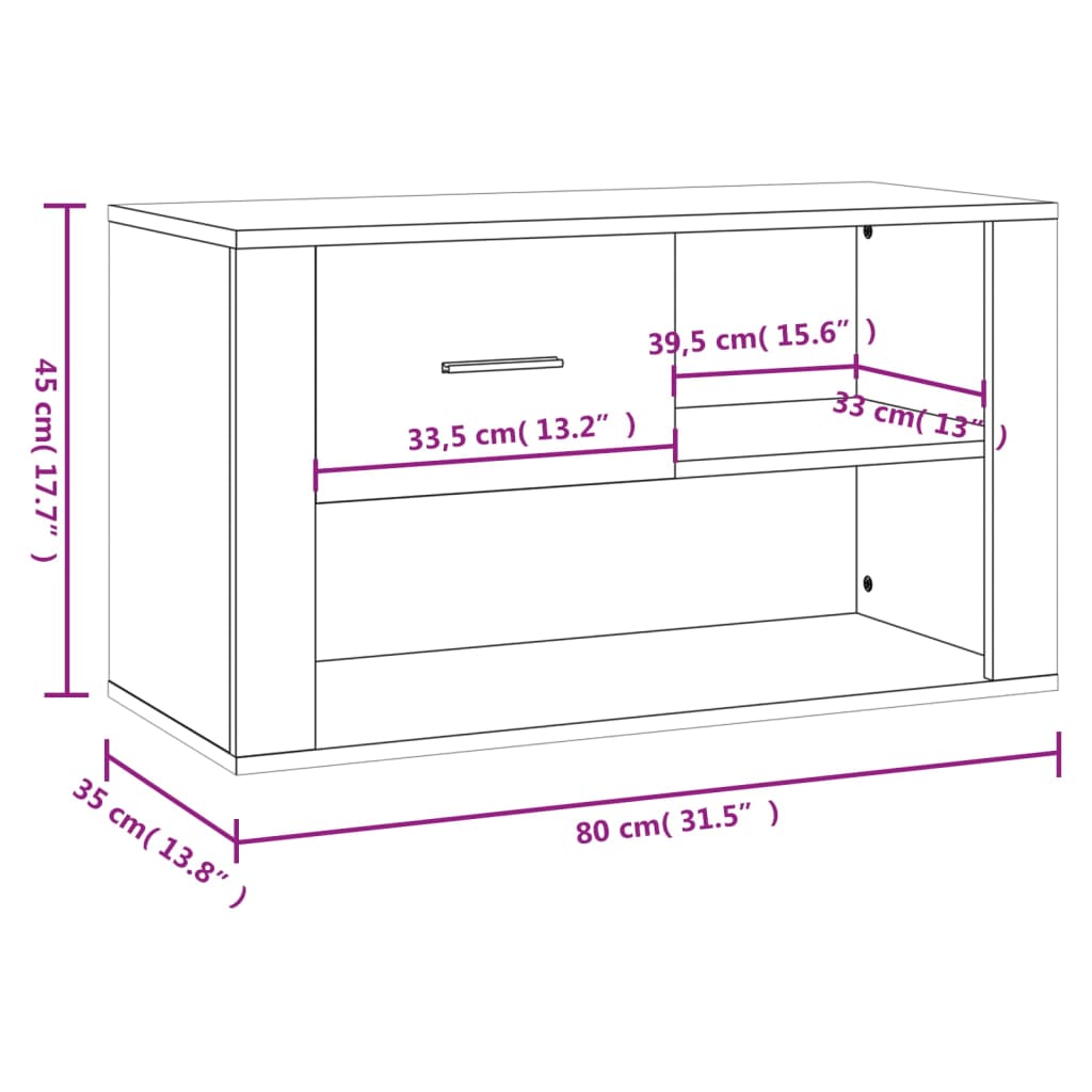 Schoenenkast 80x35x45 cm bewerkt hout wit - AllerleiShop