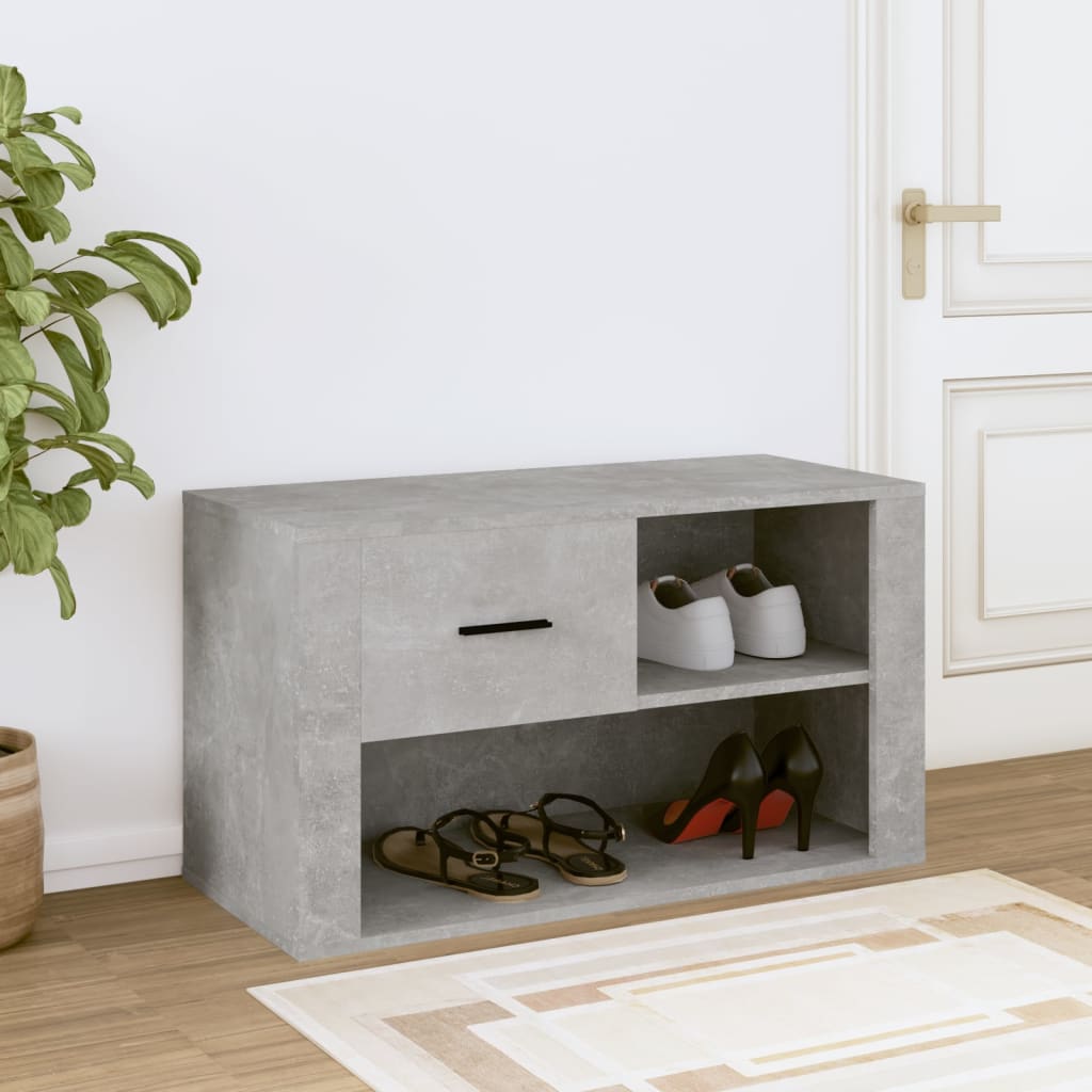 Schoenenkast 80x35x45 cm bewerkt hout betongrijs - AllerleiShop