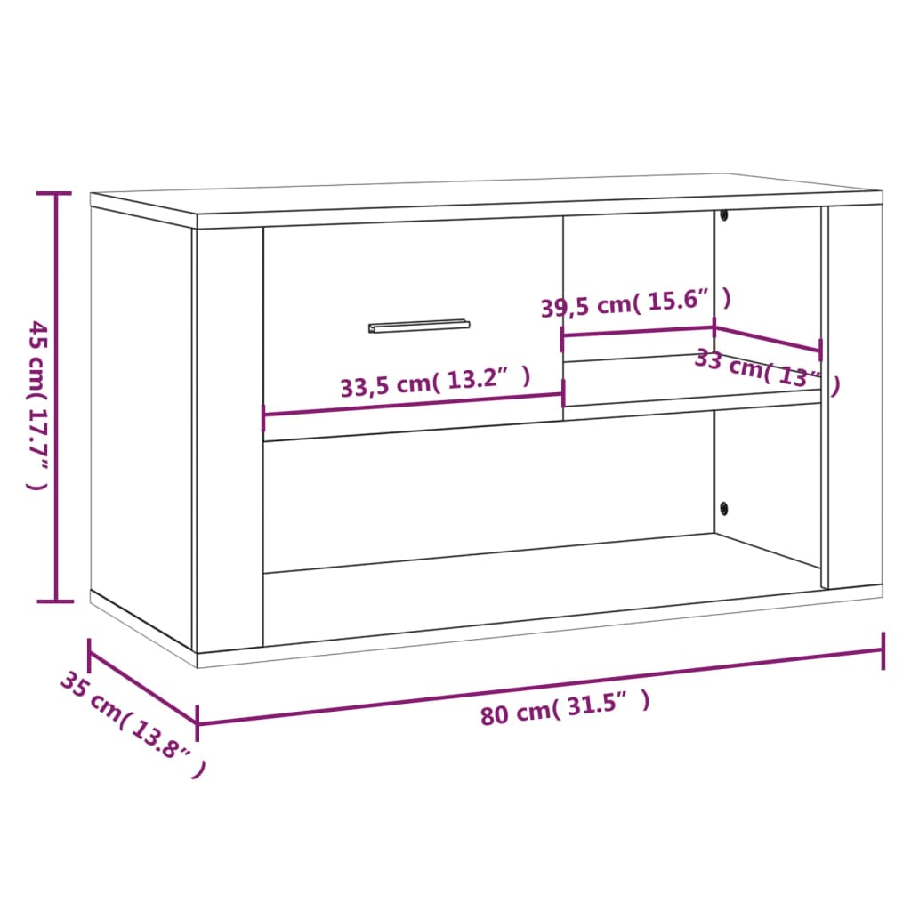 Schoenenkast 80x35x45 cm bewerkt hout betongrijs - AllerleiShop