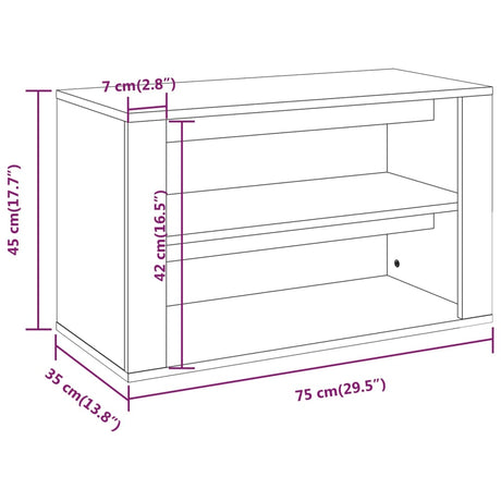 Schoenenrek 75x35x45 cm bewerkt hout wit - AllerleiShop