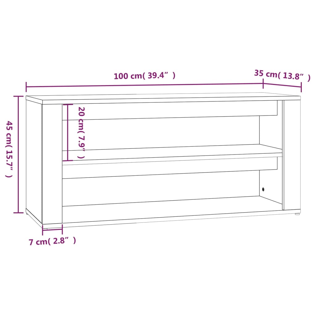 Schoenenrek 100x35x45 cm bewerkt hout wit - AllerleiShop