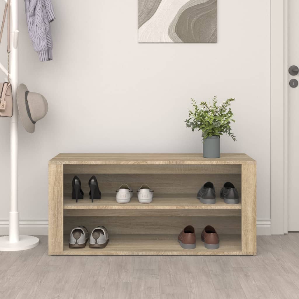 Schoenenrek 100x35x45 cm bewerkt hout sonoma eikenkleurig - AllerleiShop