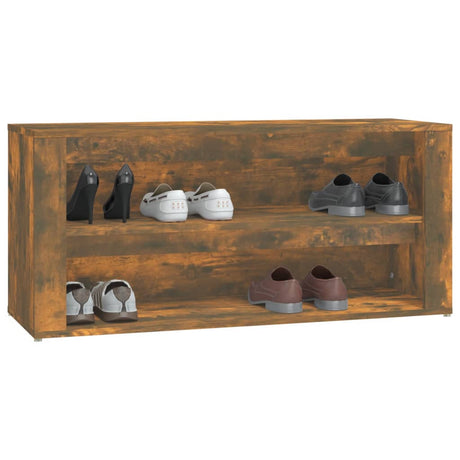 Schoenenrek 100x35x45 cm bewerkt hout gerookt eikenkleurig - AllerleiShop