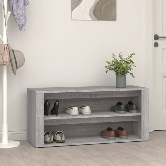 Schoenenrek 100x35x45 cm bewerkt hout grijs sonoma eikenkleur - AllerleiShop