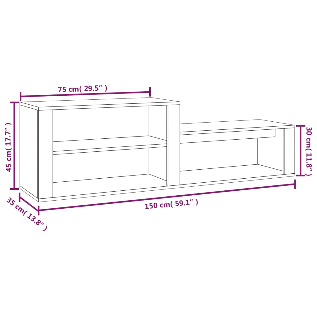 Schoenenkast 150x35x45 cm bewerkt hout wit - AllerleiShop