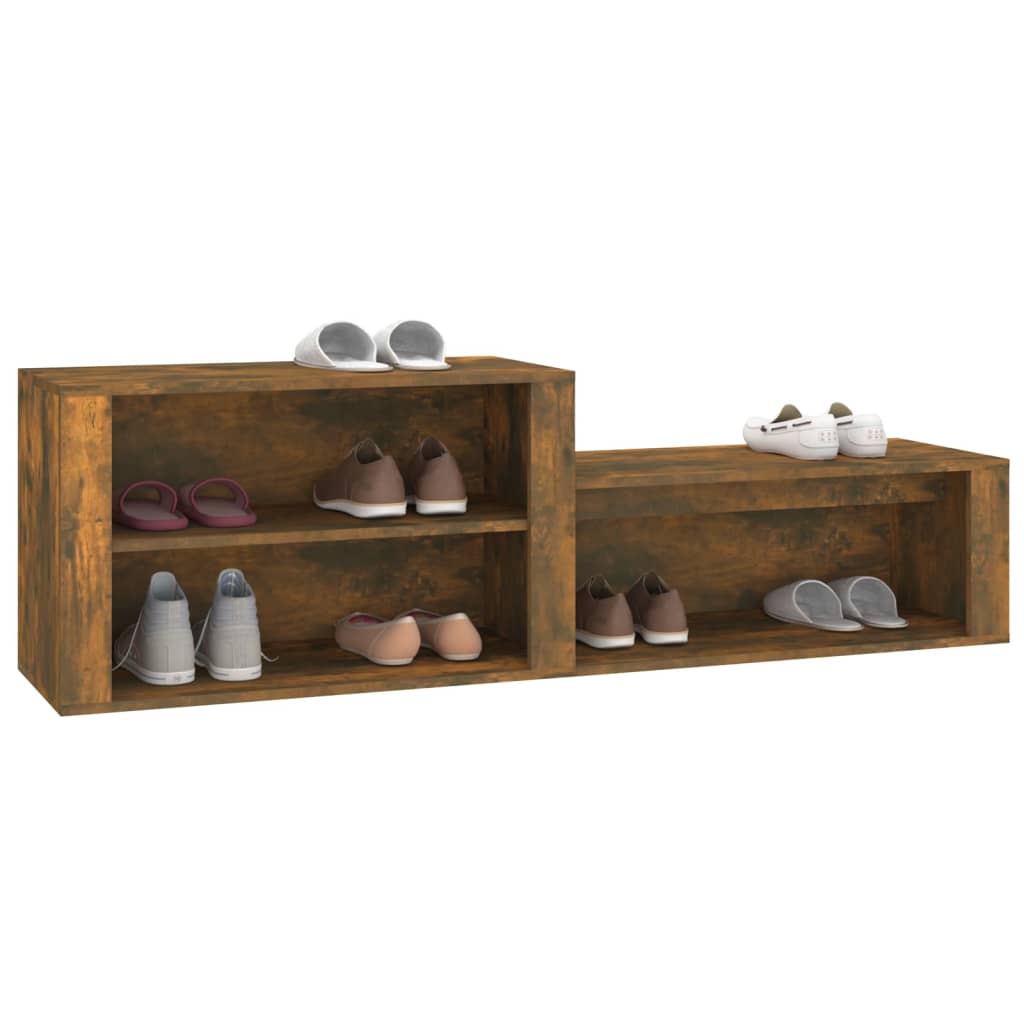 Schoenenkast 150x35x45 cm bewerkt hout gerookt eikenkleurig - AllerleiShop