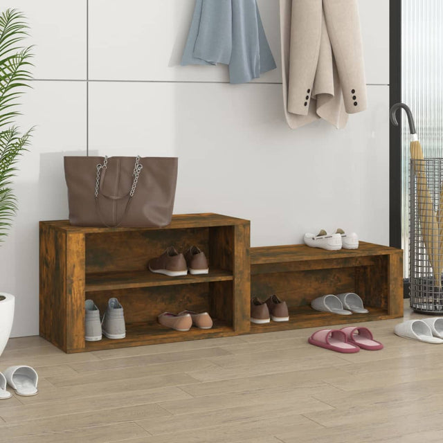 Schoenenkast 150x35x45 cm bewerkt hout gerookt eikenkleurig - AllerleiShop