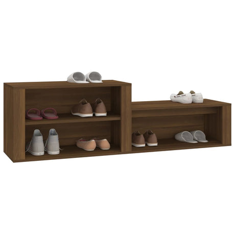 Schoenenkast 150x35x45 cm bewerkt hout bruin eikenkleur - AllerleiShop