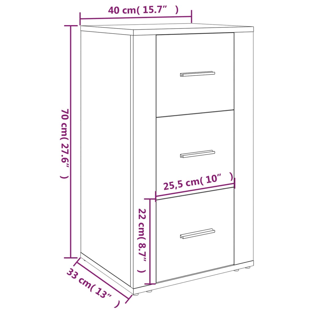 Dressoir 40x33x70 cm bewerkt hout hoogglans wit - AllerleiShop