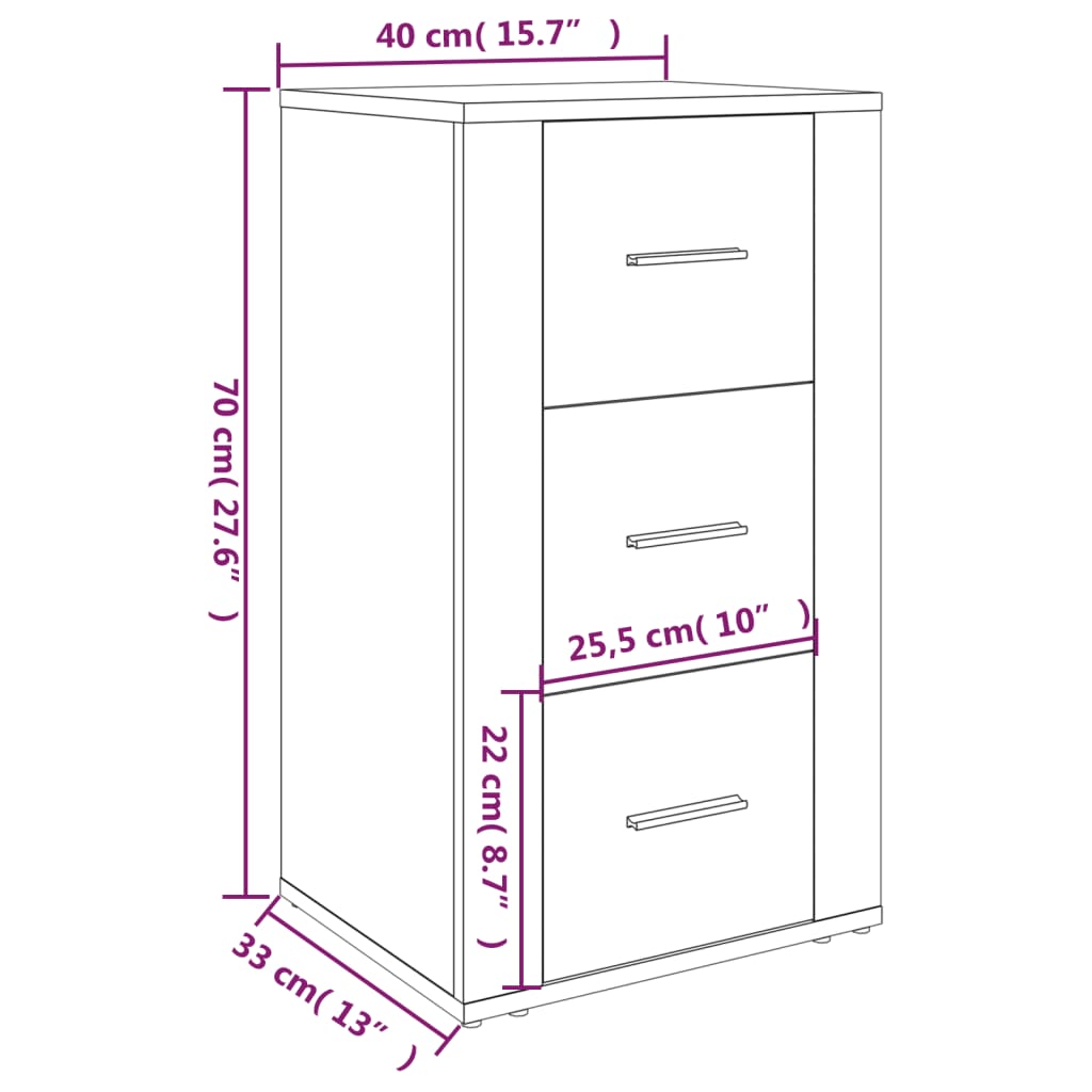 Dressoir 40x33x70 cm bewerkt hout grijs sonoma eikenkleurig - AllerleiShop