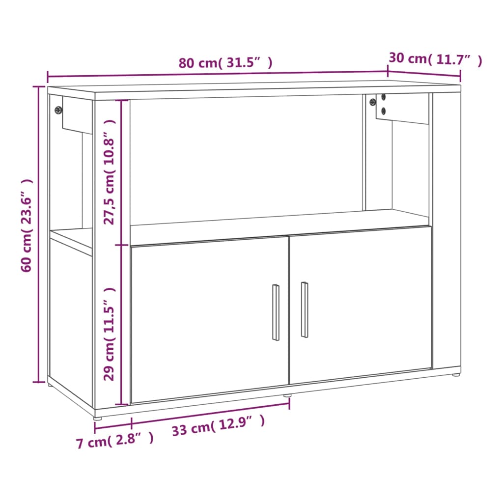 Dressoir 80x30x60 cm bewerkt hout wit - AllerleiShop