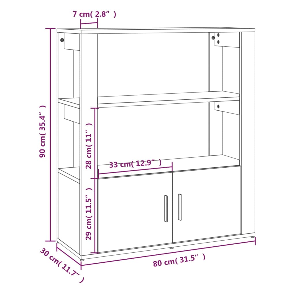 Dressoir 80x30x90 cm bewerkt hout wit - AllerleiShop