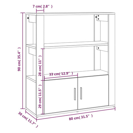 Dressoir 80x30x90 cm bewerkt hout hoogglans wit - AllerleiShop