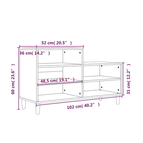 Schoenenkast 102x36x60 cm bewerkt hout wit - AllerleiShop