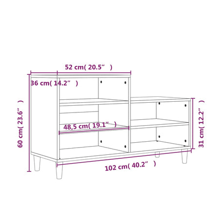 Schoenenkast 102x36x60 cm bewerkt hout hoogglans wit - AllerleiShop