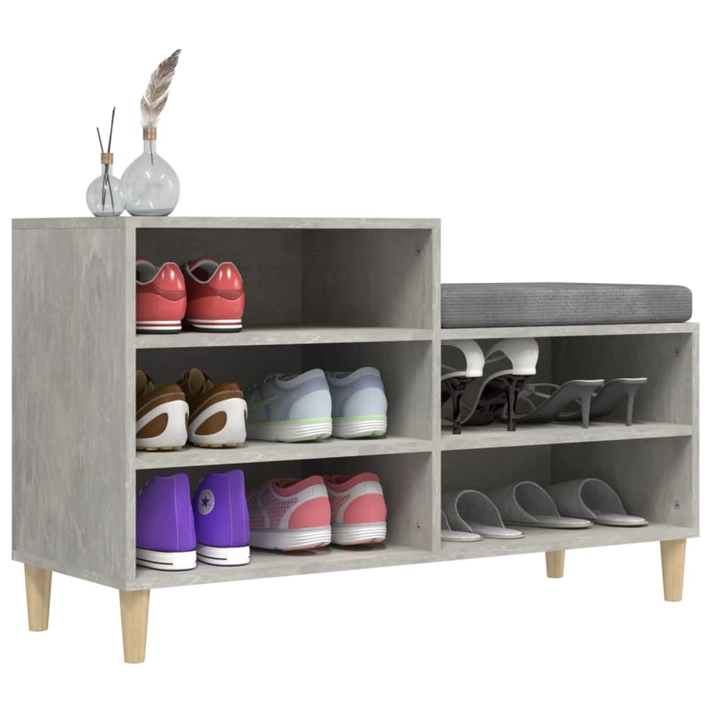 Schoenenkast 102x36x60 cm bewerkt hout betongrijs - AllerleiShop