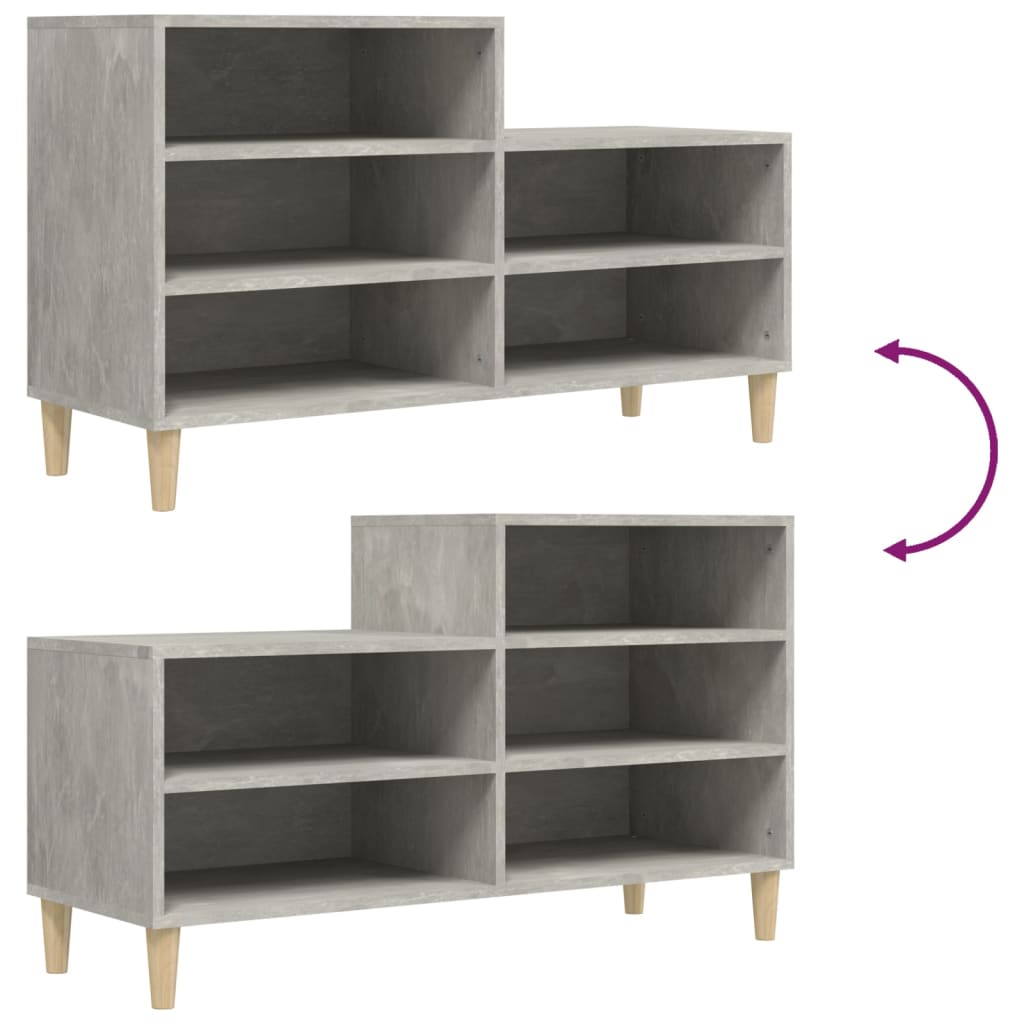 Schoenenkast 102x36x60 cm bewerkt hout betongrijs - AllerleiShop