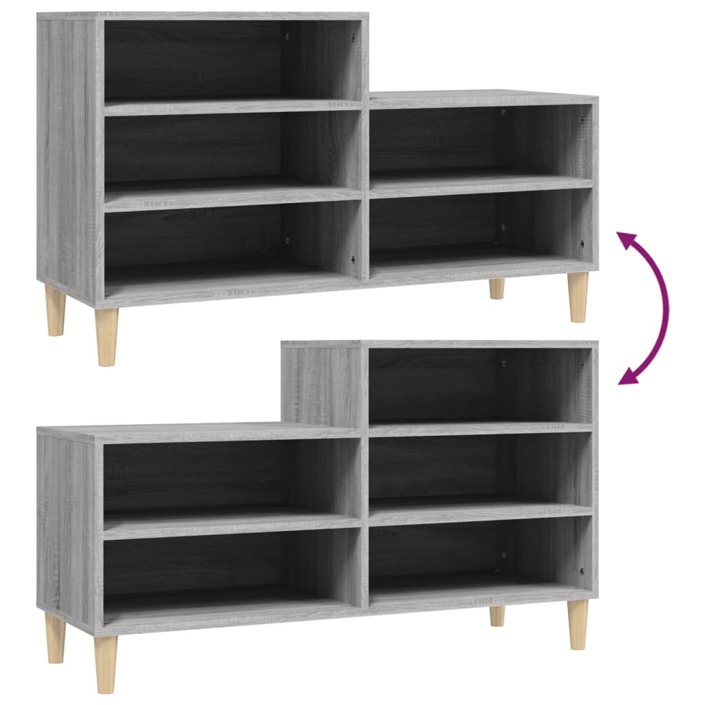 Schoenenkast 102x36x60 cm bewerkt hout sonoma grijs - AllerleiShop