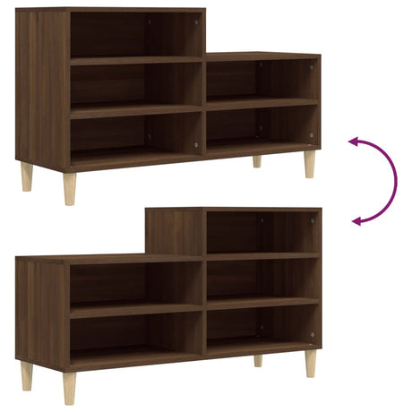 Schoenenkast 102x36x60 cm bewerkt hout bruin eikenkleur - AllerleiShop