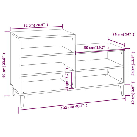 Schoenenkast 102x36x60 cm bewerkt hout wit - AllerleiShop