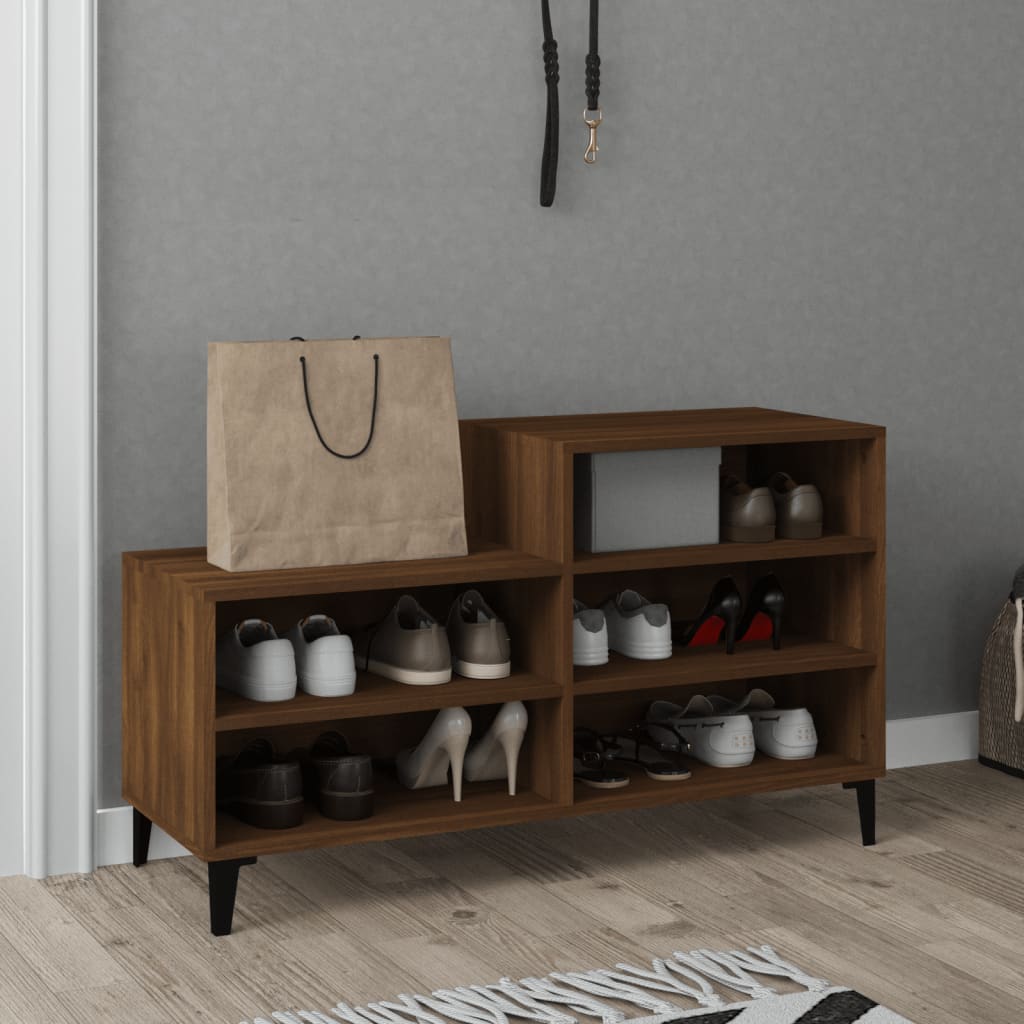 Schoenenkast 102x36x60 cm bewerkt hout bruin eikenkleur - AllerleiShop