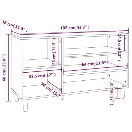 Schoenenkast 102x36x60 cm bewerkt hout wit - AllerleiShop