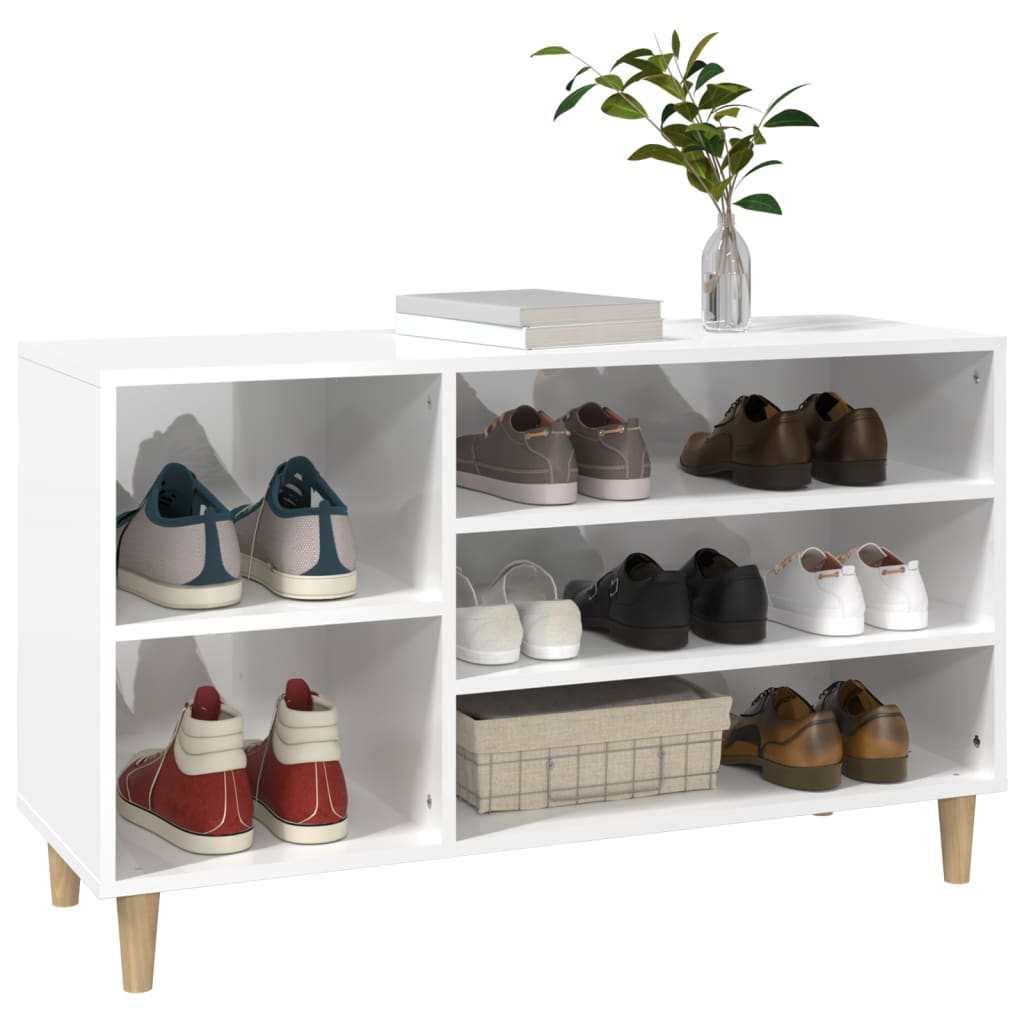 Schoenenkast 102x36x60 cm bewerkt hout hoogglans wit - AllerleiShop