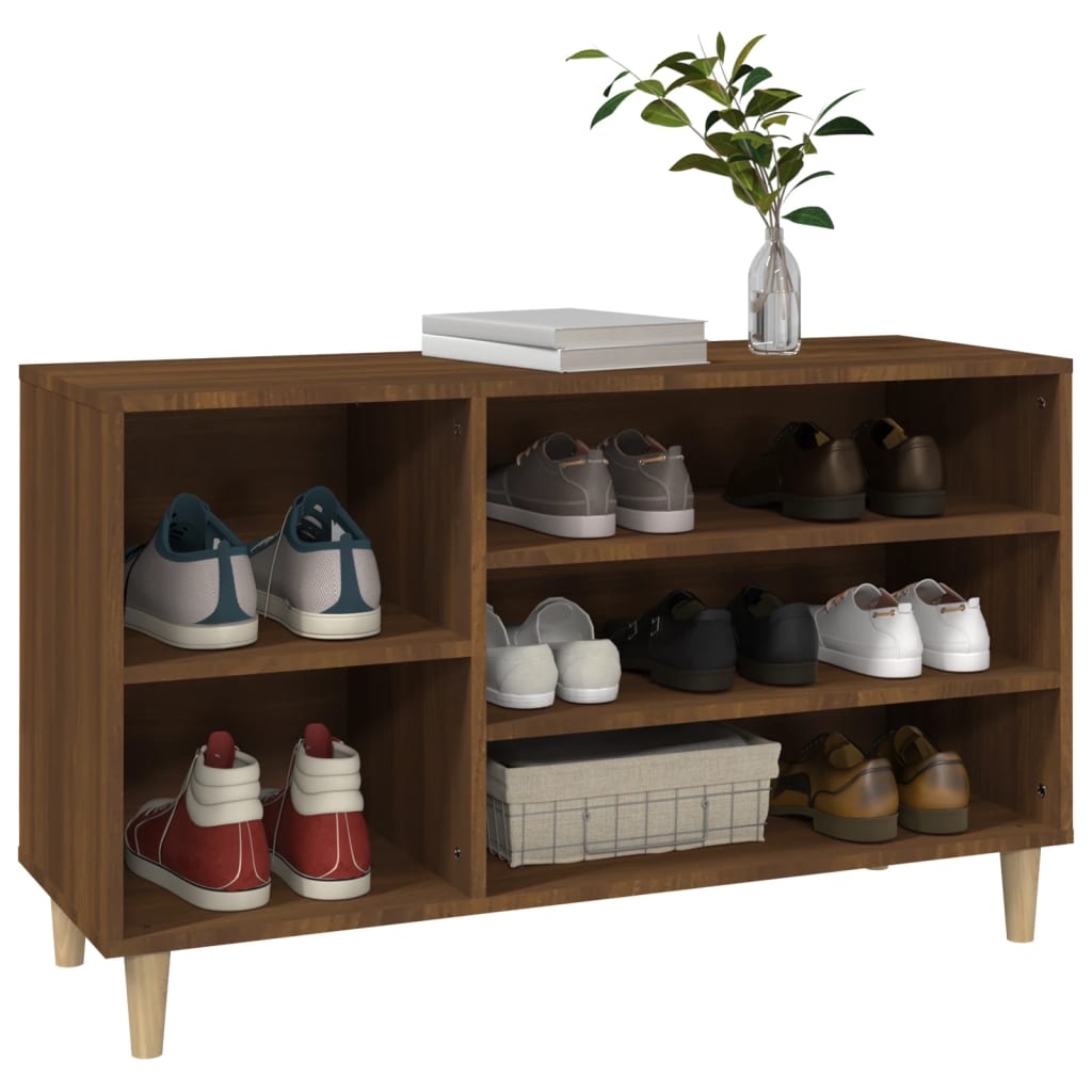 Schoenenkast 102x36x60 cm bewerkt hout bruin eikenkleur - AllerleiShop