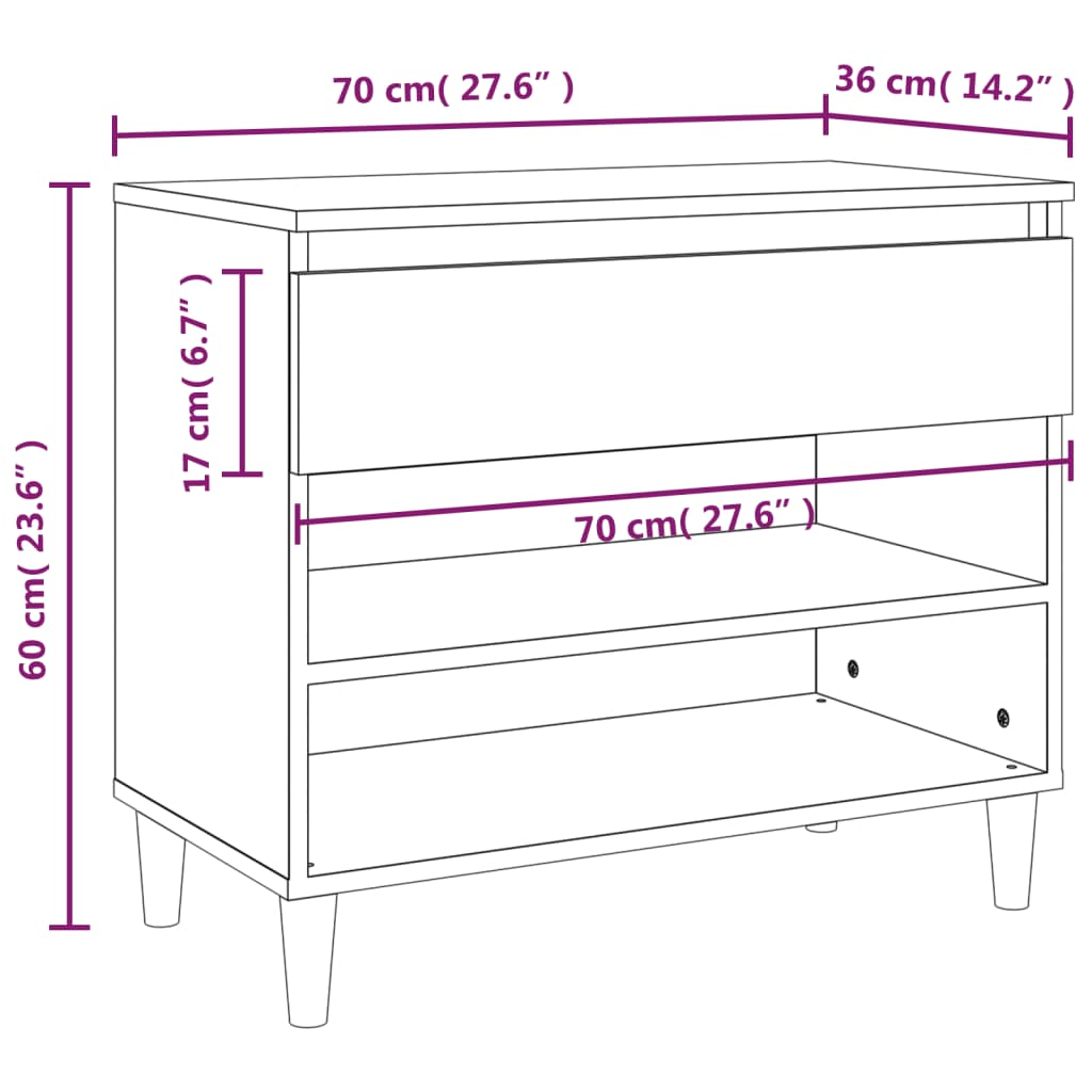 Schoenenkast 70x36x60 cm bewerkt hout wit - AllerleiShop