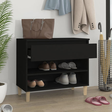 Schoenenkast 70x36x60 cm bewerkt hout zwart - AllerleiShop