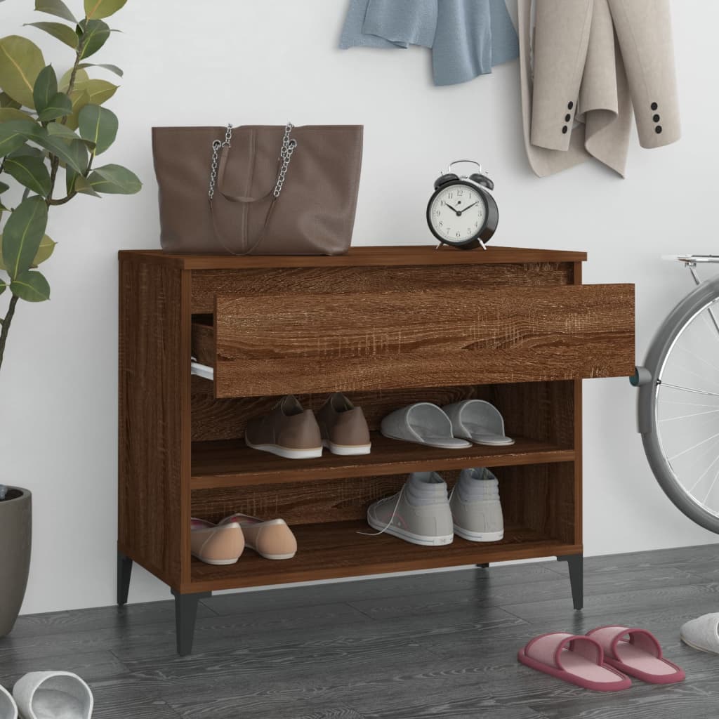 Schoenenkast 70x36x60 cm bewerkt hout gerookt eikenkleurig - AllerleiShop