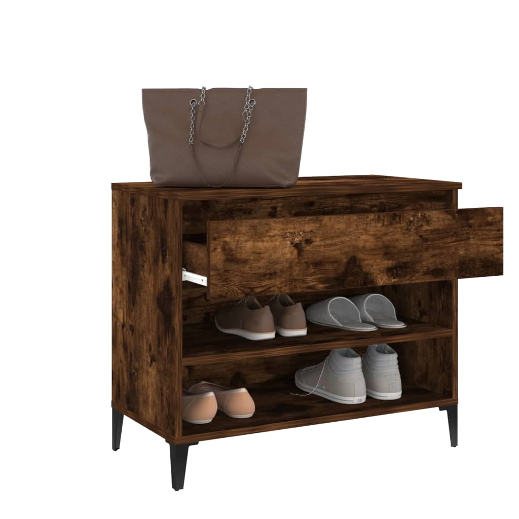 Schoenenkast 70x36x60 cm bewerkt hout gerookt eikenkleurig - AllerleiShop