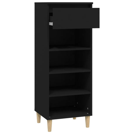 Schoenenkast 40x36x105 cm bewerkt hout zwart - AllerleiShop