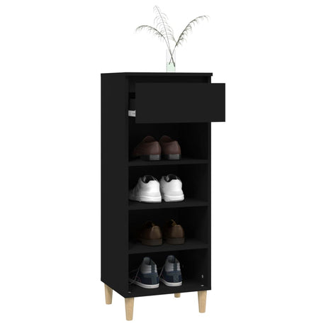 Schoenenkast 40x36x105 cm bewerkt hout zwart - AllerleiShop